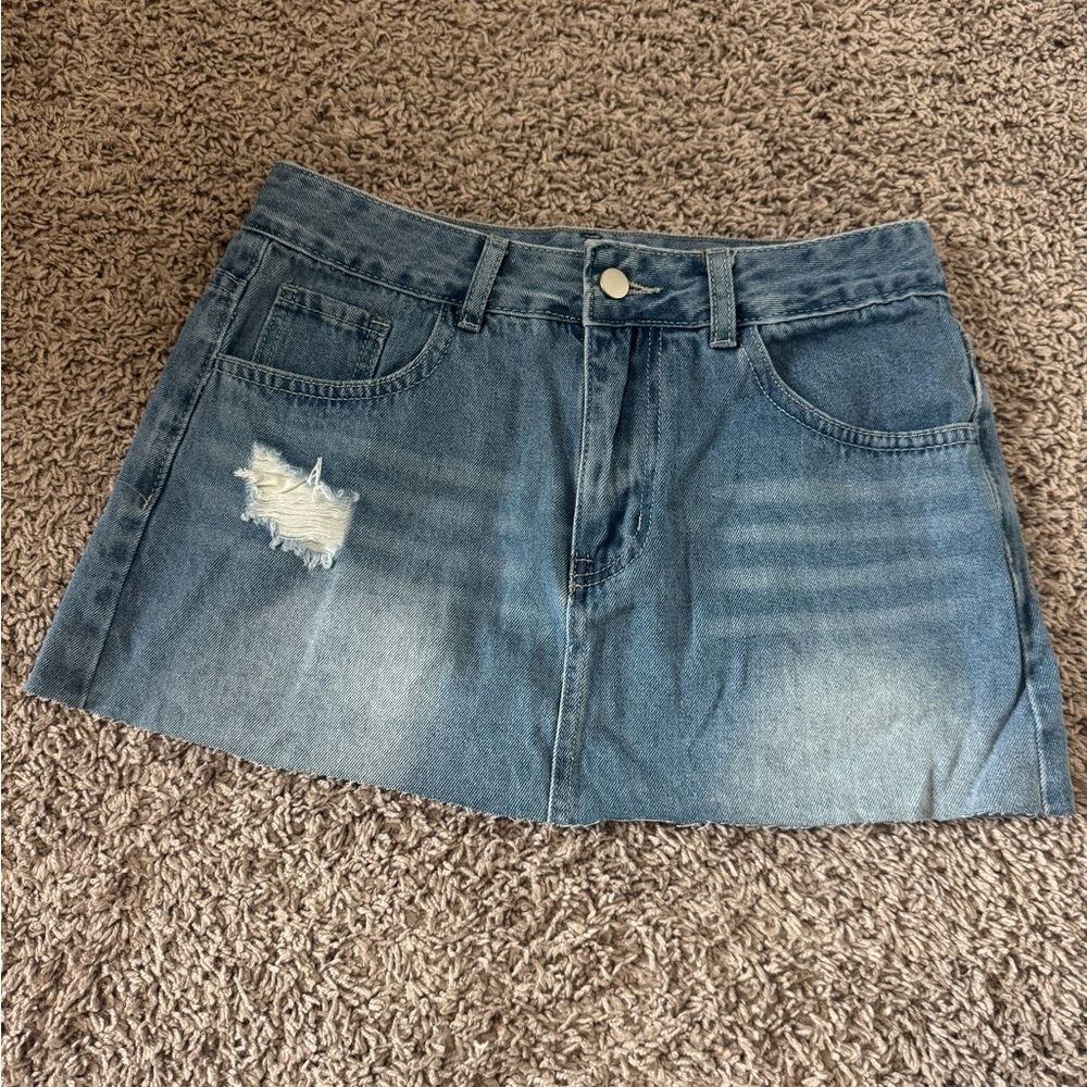 Denim Mini Skirt in Blue